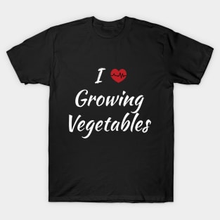 I Love Growing Vegetables Cute Red Heart / Heartbeat T-Shirt